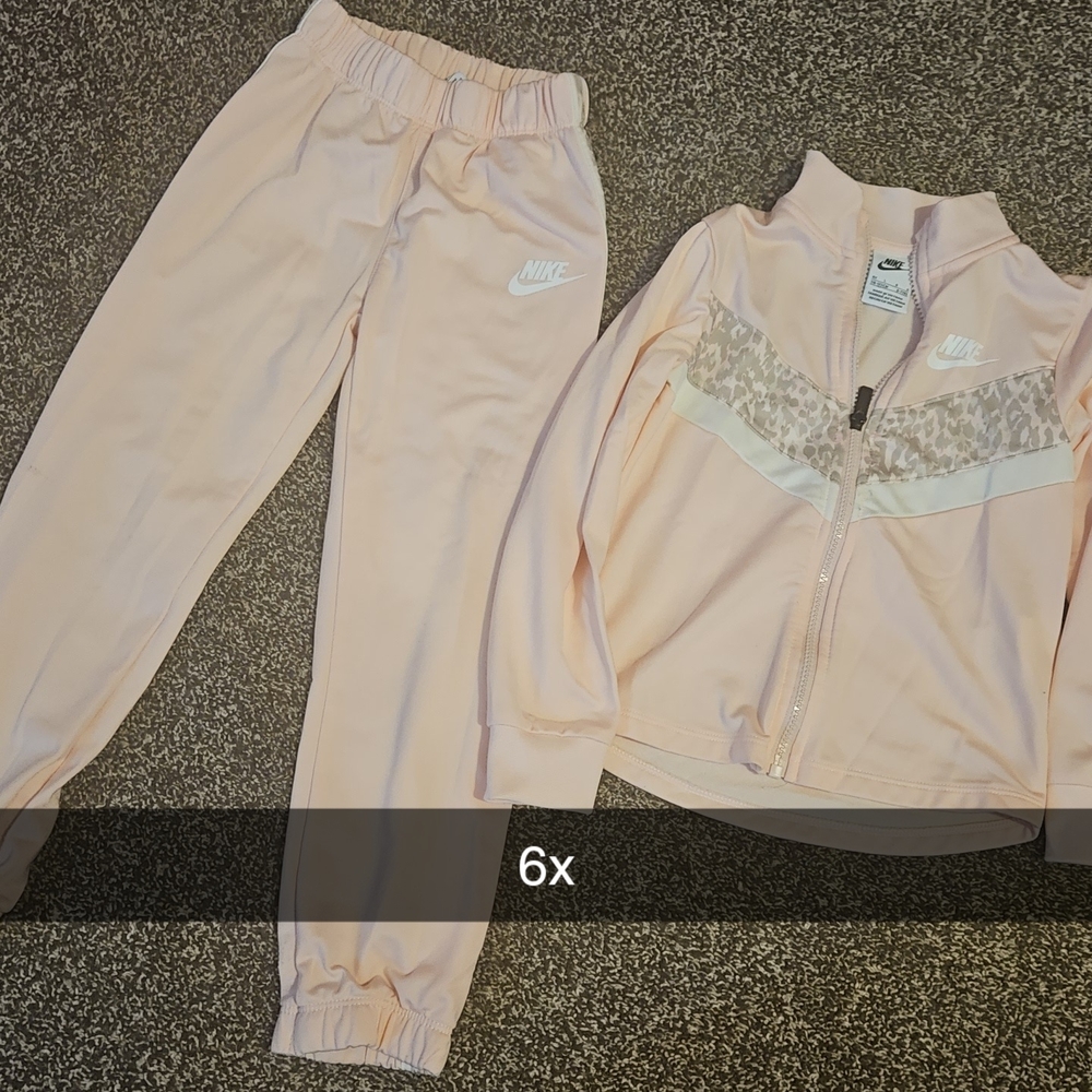 Nike Kids Pink and White Track Jacket & Pants Matching Set